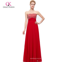 Grace Karin Strapless Backless Beaded Long Red Prom Dress CL3083-1